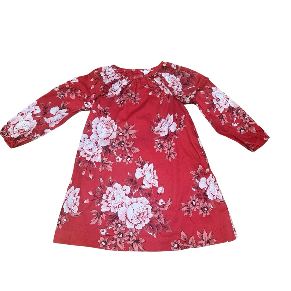 Baby Gap Girls Red Floral Print Dress, Size 5T